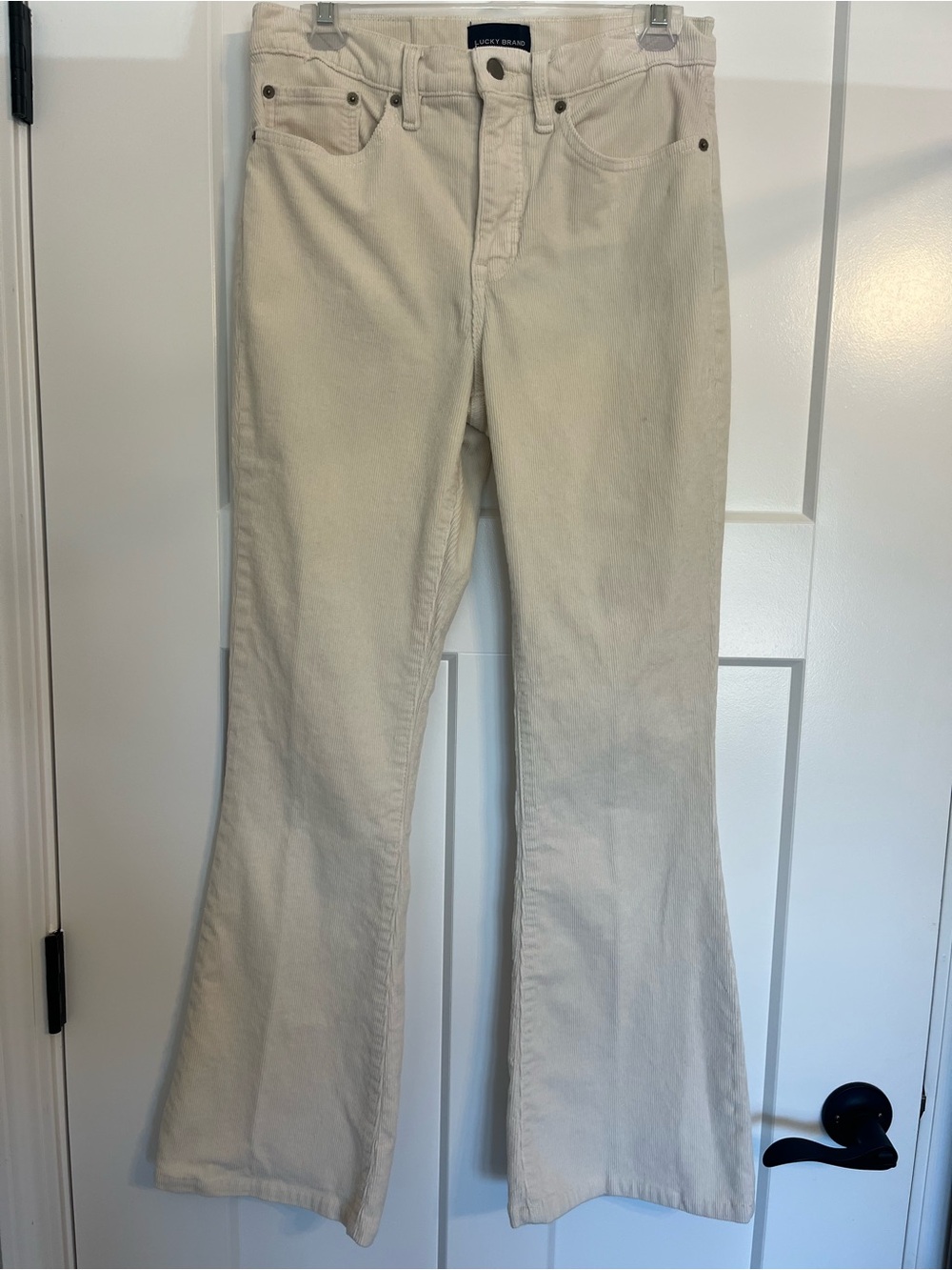 Lucky Brand Stevie High Rise Flare Corduroy Pants Cream Ivory Size 6/28R